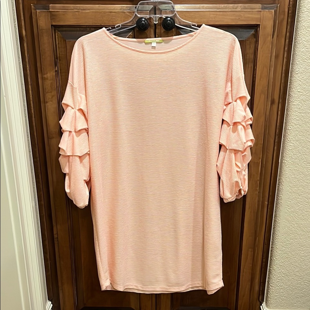 Chic Ruffled Sleeve dress in Soft Peach
